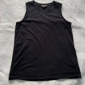 NWOT - DG2 Diane Gilman Crochet Trim Tank in Black - Size Large